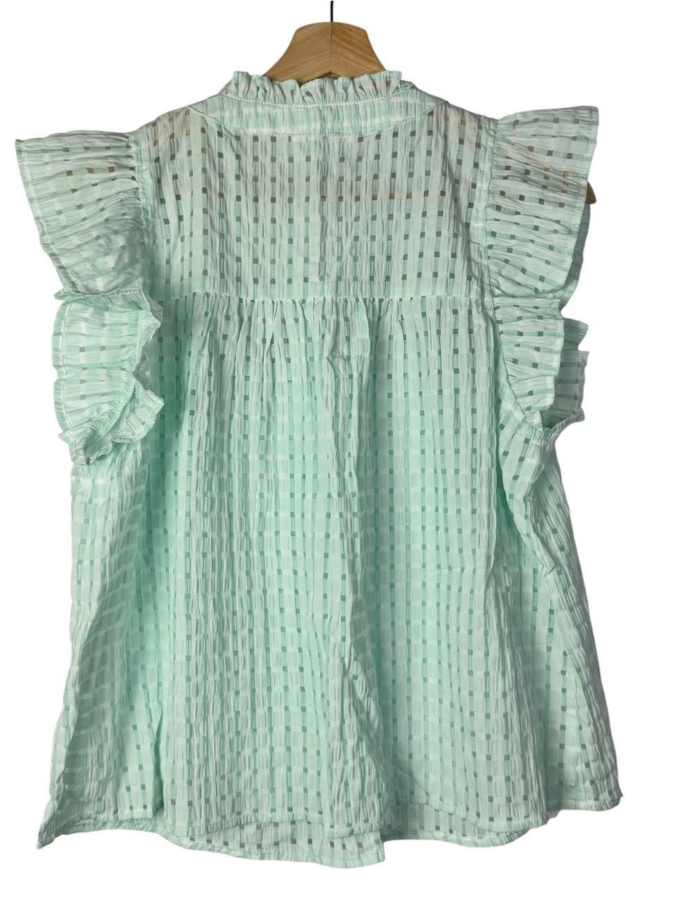 THML Mint Green Floral Embroidered Flutter Short Sleeve Top M - Picture 2 of 3